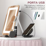 easycomfort easycomfort specchio trucco con luci regolabili a 3 colori presa usb e specchietto ingranditore 10x 31x41 5x3cm bianco