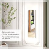 easycomfort easycomfort specchio verticale da parete o da terra con bordi arrotondati in mdf e vetro 120x35 cm bianco