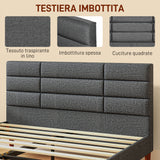easycomfort easycomfort struttura letto con testiera per materassi matrimoniali in tessuto 141x207x88 cm grigia