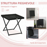 easycomfort easycomfort tavolino da giardino pieghevole salvaspazio in rattan sintetico e acciaio 40x40x40cm nero