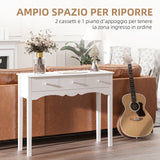 easycomfort easycomfort tavolo consolle moderno da ingresso in mdf con 3 cassetti 100x32x85 cm bianco