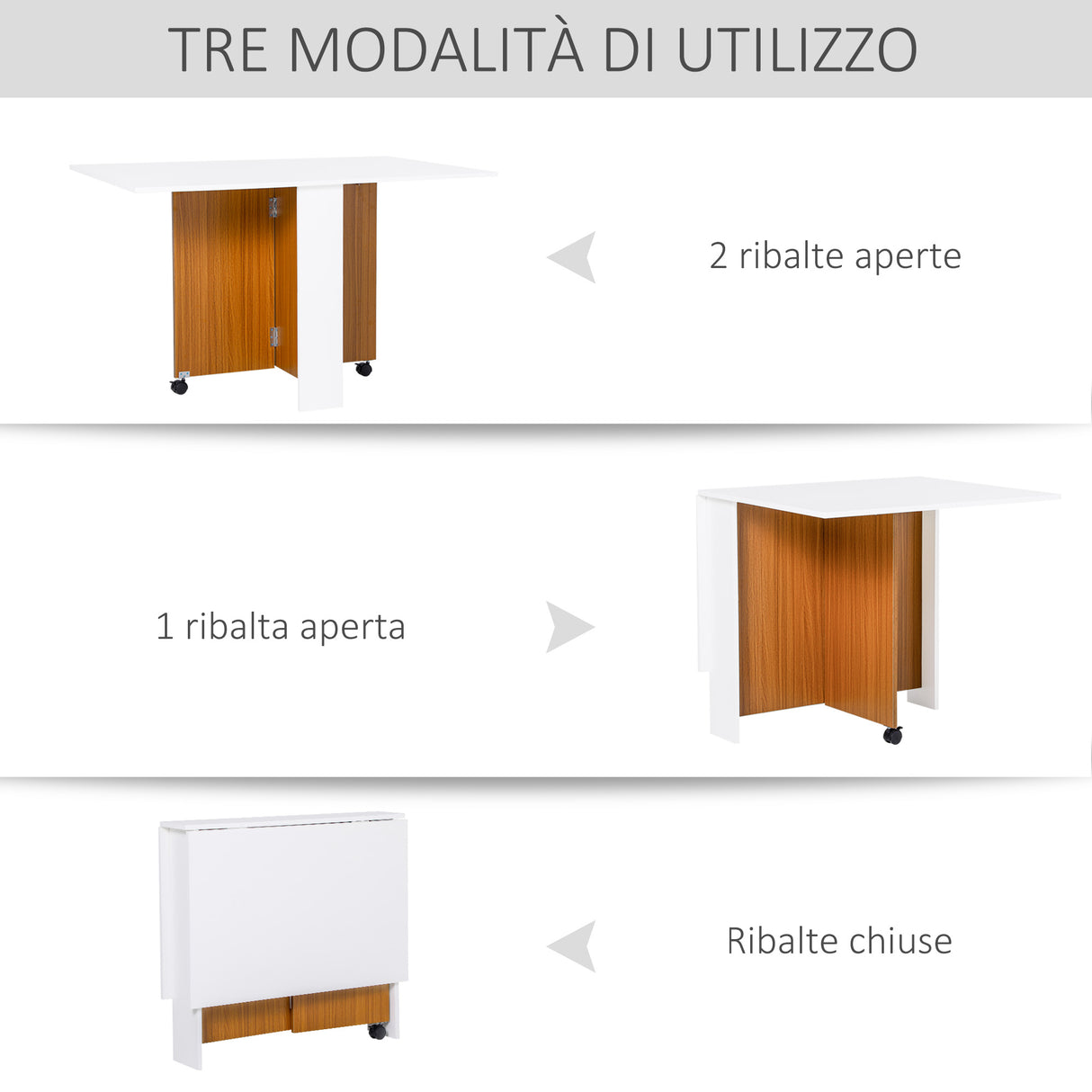 easycomfort easycomfort tavolo da pranzo allungabile design moderno tavolo pieghevole salvaspazio con ruote 120 80 73cm ean 8054111846424