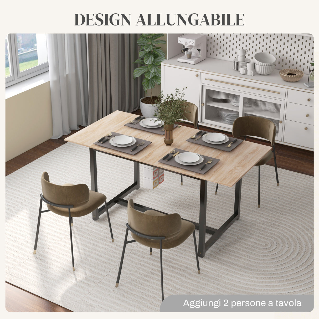 easycomfort easycomfort tavolo da pranzo allungabile per 4 6 persone stile industriale in legno e acciaio 120 160x80x75 5cm