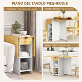 easycomfort easycomfort tavolo da pranzo pieghevole per 2 4 persone con 2 ribalte cassetto e ripiani quercia