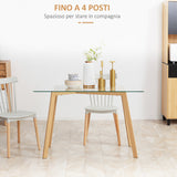easycomfort easycomfort tavolo da pranzo rettangolare per 4 persone max in acciaio con piano in vetro temperato 120x60x76 cm