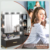 easycomfort easycomfort tavolo da trucco con 2 cassetti 6 ripiani specchio e sgabello in legno e acciaio 90x45x132 5 cm nero