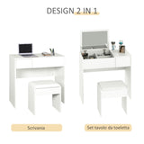 easycomfort easycomfort tavolo da trucco con specchio richiudibile tavolo da trucco moderno con sgabello vano contenitore 4 scomparti mdf bianco 80x40x79 cm ean 8054111848237