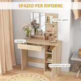 easycomfort easycomfort tavolo per trucco in truciolato con mobiletto cassetto ripiani aperti e specchio 90x38x138 cm