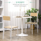 easycomfort easycomfort tavolo rotondo moderno per 2 persone in mdf e acciaio 70x75cm bianco