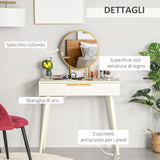 easycomfort easycomfort tavolo trucco con specchio e 2 cassetti per accessori in legno 80x40x123 cm bianco