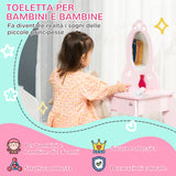 easycomfort easycomfort tavolo trucco per bambini con sgabello in legno toeletta con specchio e cassetto 60x36x88cm rosa
