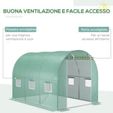 easycomfort easycomfort telo per serra in pe con 6 finestre porta avvolgibile e bordi interrati 3x2x2 m verde