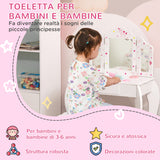 easycomfort easycomfort toeletta per bambini con sgabello tavolo trucco con triplo specchio e cassetto 63x40x85 5cm bianco