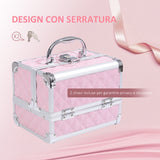easycomfort easycomfort valigetta porta trucchi con profili in alluminio maniglia e vassoio cantilever 20x15x15cm rosa
