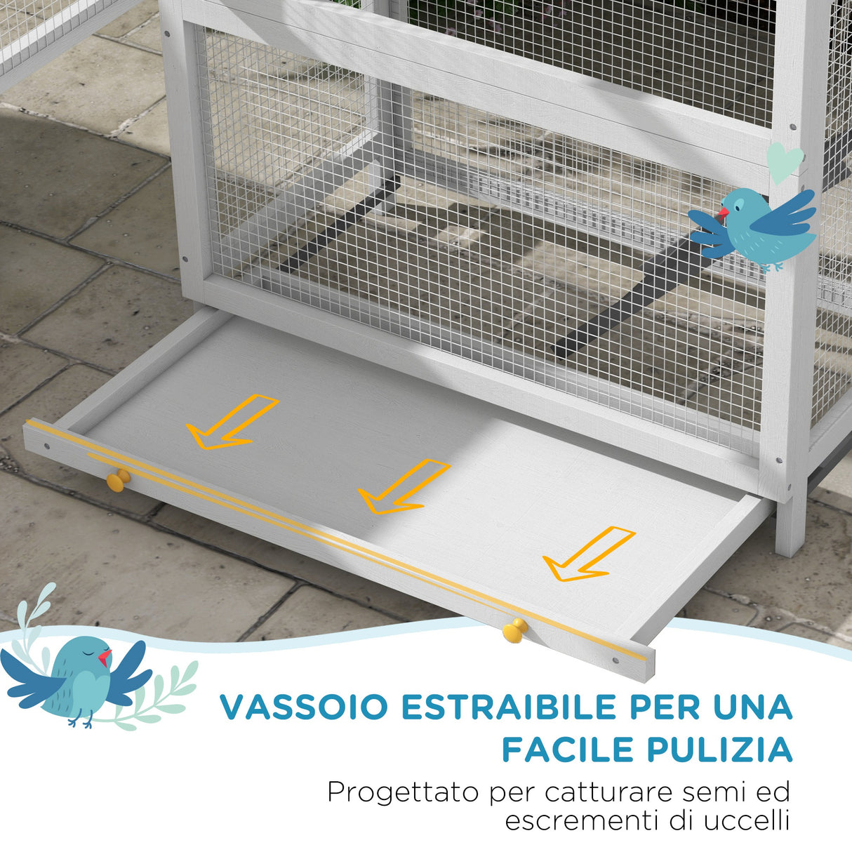 easycomfort easycomfort voliera per uccellini a 3 porte con casetta e vassoio in legno e metallo 92x52x171 cm grigia e nera