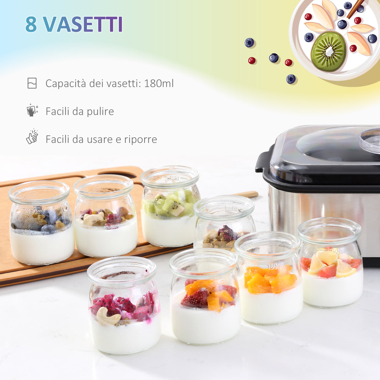 immagine-4-easycomfort-easycomfort-yogurtiera-elettrica-30w-con-8-vasetti-inclusi-timer-1-48-ore-e-temperatura-regolabile-20-50c-36x18-8x14cm-argento