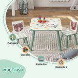 easycomfort easycomfortzonekiz set tavolo e sedie 3 pezzi per bambini 3 8 anni in mdf e legno di pino verde