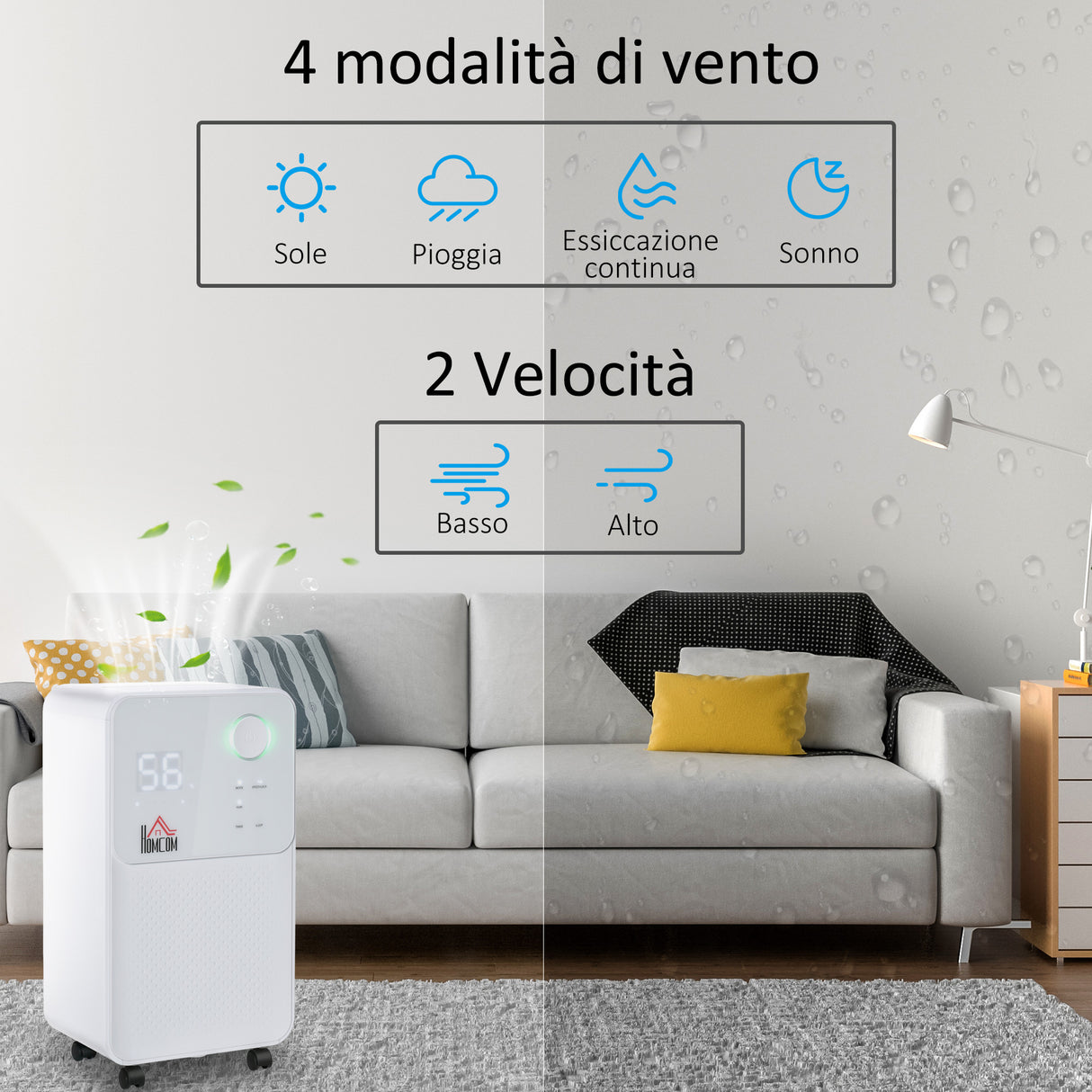 easycomfort deumidificatore portatile da 16l 4 modalita e 2 velocita timer 24h 28x20x50.5cm bianco