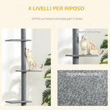 easycomfort easycomfort albero tiragraffi per gatti a 4 livelli con altezza regolabile grigio 43x27x228 260cm