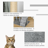 easycomfort easycomfort albero tiragraffi per gatti con trespolo casetta rampa e pallina in legno e peluche 60x40x100 cm grigio chiaro