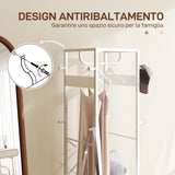 easycomfort easycomfort appendiabiti da terra con asta e 2 ripiani aperti in legno e acciaio 38 5x30x170 cm bianco e color legno