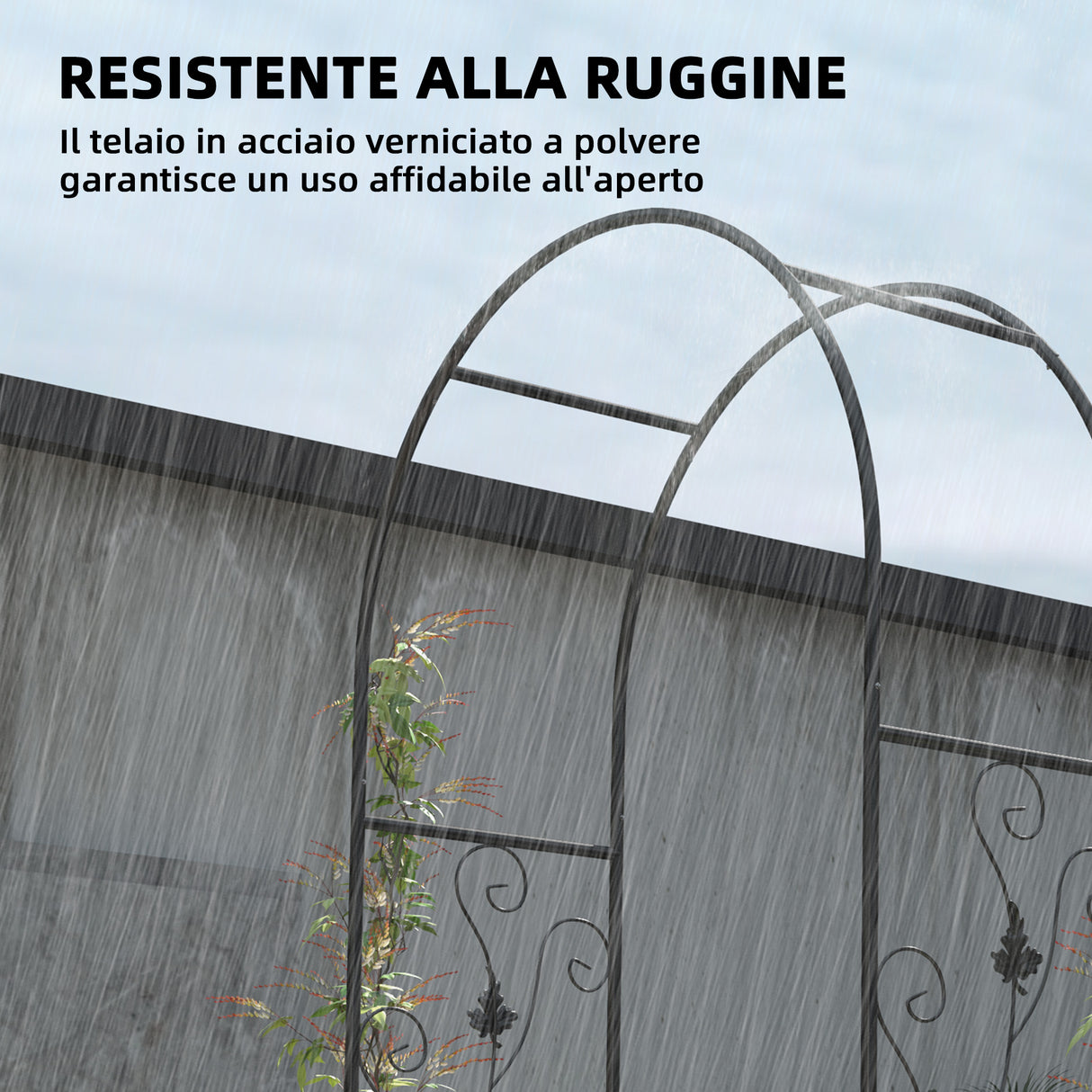 easycomfort easycomfort arco da giardino con cancello traliccio per piante rampicanti in metallo 2 2x1 m nero