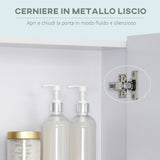 easycomfort easycomfort armadietto a specchio rettangolare montato a parete con credenze e ripiano regolabile in mdf e vetro 60x15x75cm bianco