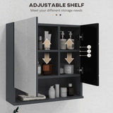 easycomfort easycomfort armadietto con specchiera bagno a 2 ante e mensole regolabili in legno 55x17x55cm nero