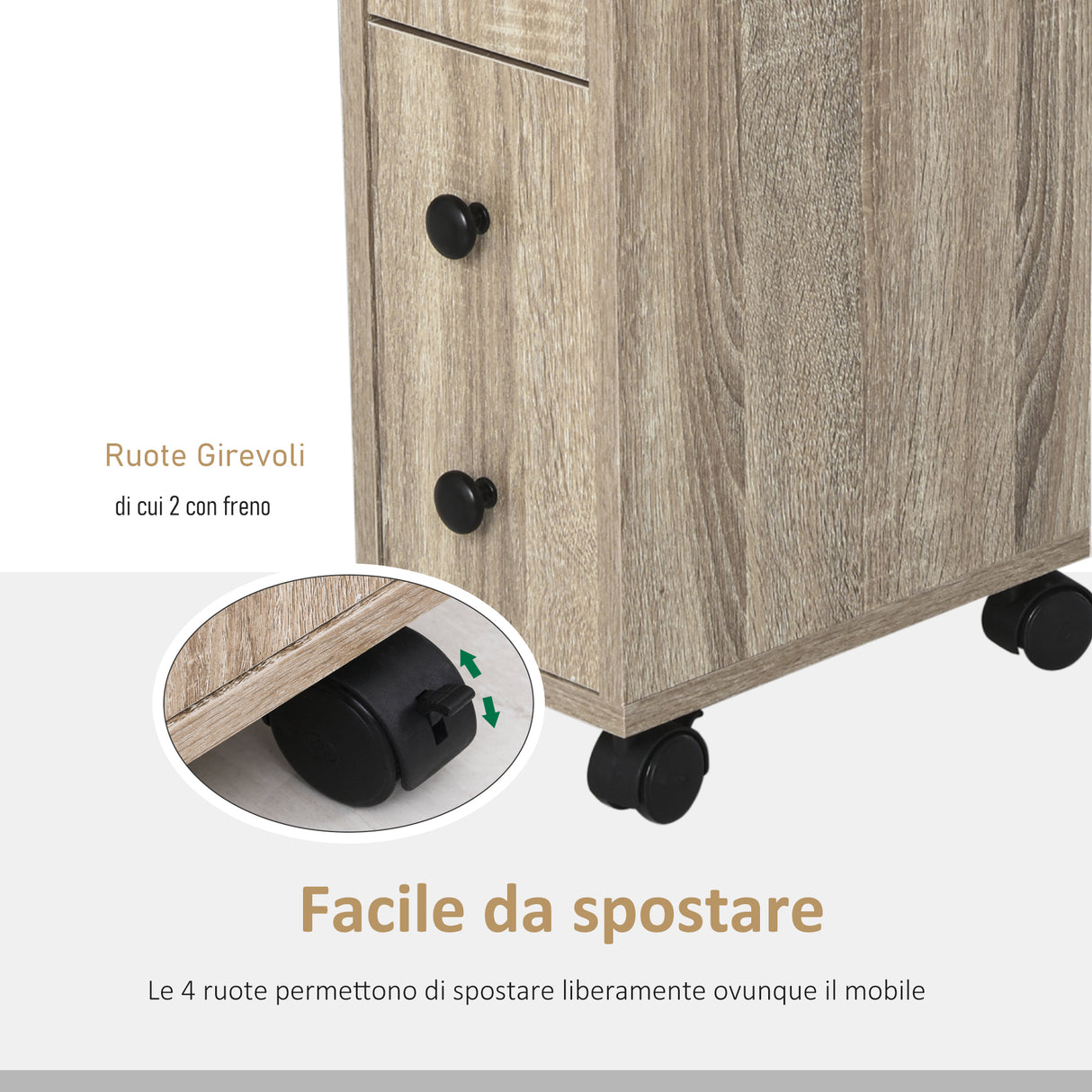 easycomfort easycomfort armadietto da bagno a colonna mobile bagno con 4 ruote 1 cassetto 1 armadietto con anta 2 armadietti aperti color rovere 18x30x68 5 cm ean 8054111841085