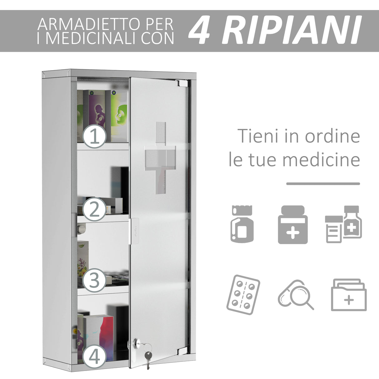 immagine-5-easycomfort-easycomfort-armadietto-medicinale-cassetta-porta-medicina-a-quattro-ripiani-in-acciaio-inox-30-x-12-x-60cm-ean-8054111841658