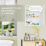 easycomfort easycomfort armadietto medicinali a 3 ripiani con serratura e 2 chiavi in acciaio 40x15x53 5 cm bianco