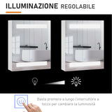 easycomfort easycomfort armadietto pensile da bagno con 1 anta specchio e luci a led 2 ripiani interni mdf bianco 60 x 50 x 15cm ean 8054144138923