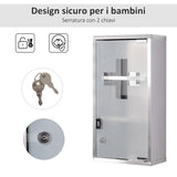 easycomfort easycomfort armadietto porta medicinali pronto soccorso cassetta medicine in acciaio porta in vetro e 2 chiavi 48x25cm ean 8054144134895