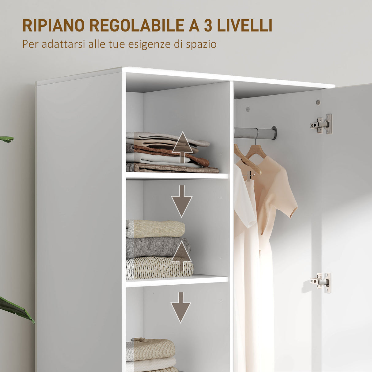 easycomfort easycomfort armadio moderno con 2 cassetti ripiani aperti e vano appendiabiti 80x50x124 cm bianco