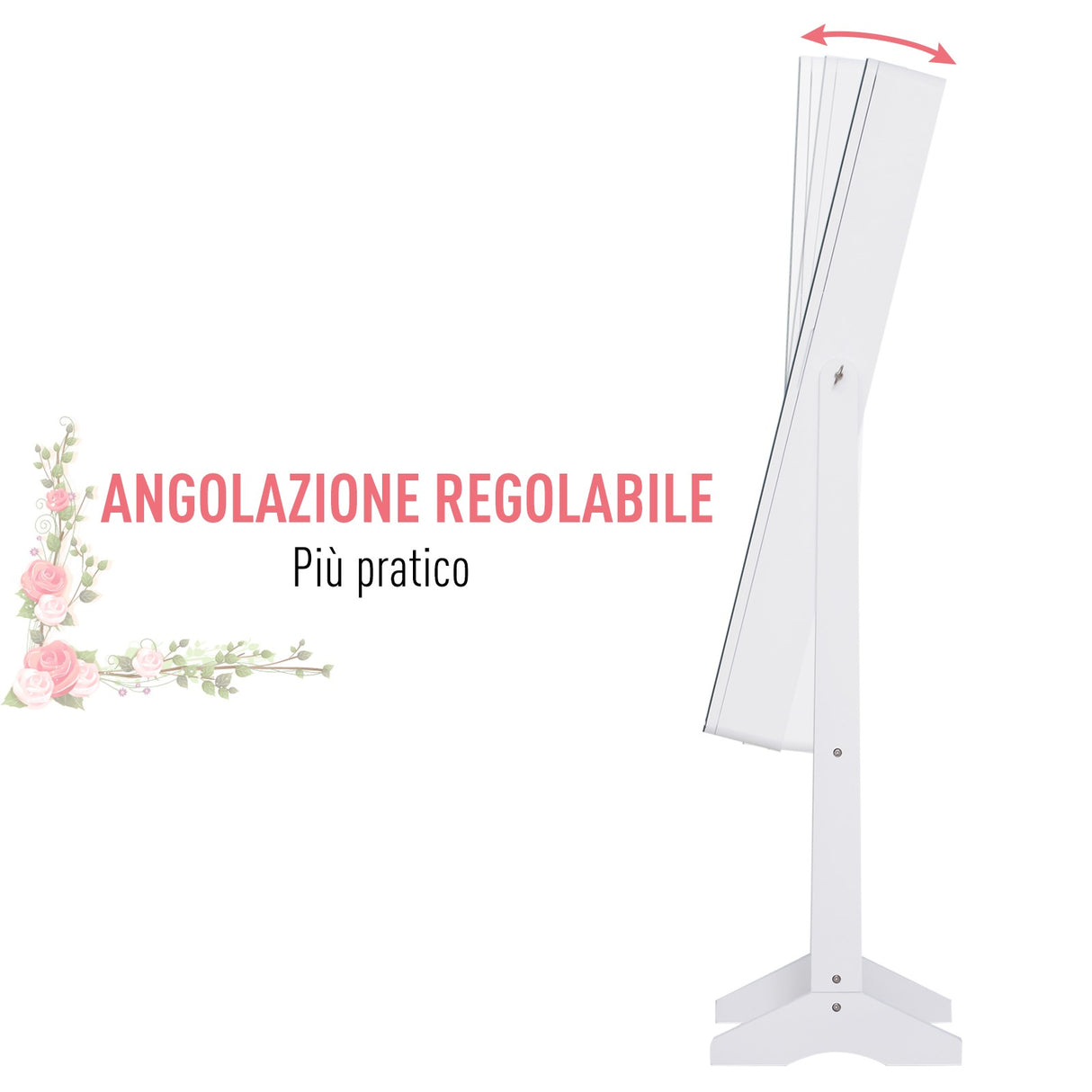 easycomfort easycomfort armadio portagioie portagioielli con specchio regolabile e illuminazione led legno bianco 30x146x36 cm