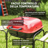 easycomfort easycomfort barbecue a carbone con 3 ripiani e ruote coperchio con presa daria regolabile rosso
