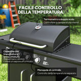 easycomfort easycomfort barbecue a gas con fornello laterale tavolino e armadietto in acciaio e pp 129 5x56x110 cm nero