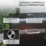 easycomfort easycomfort barbecue da giardino a 2 ruote con griglia affumicatore e fornello in metallo e ghisa 124x66x112 cm nero