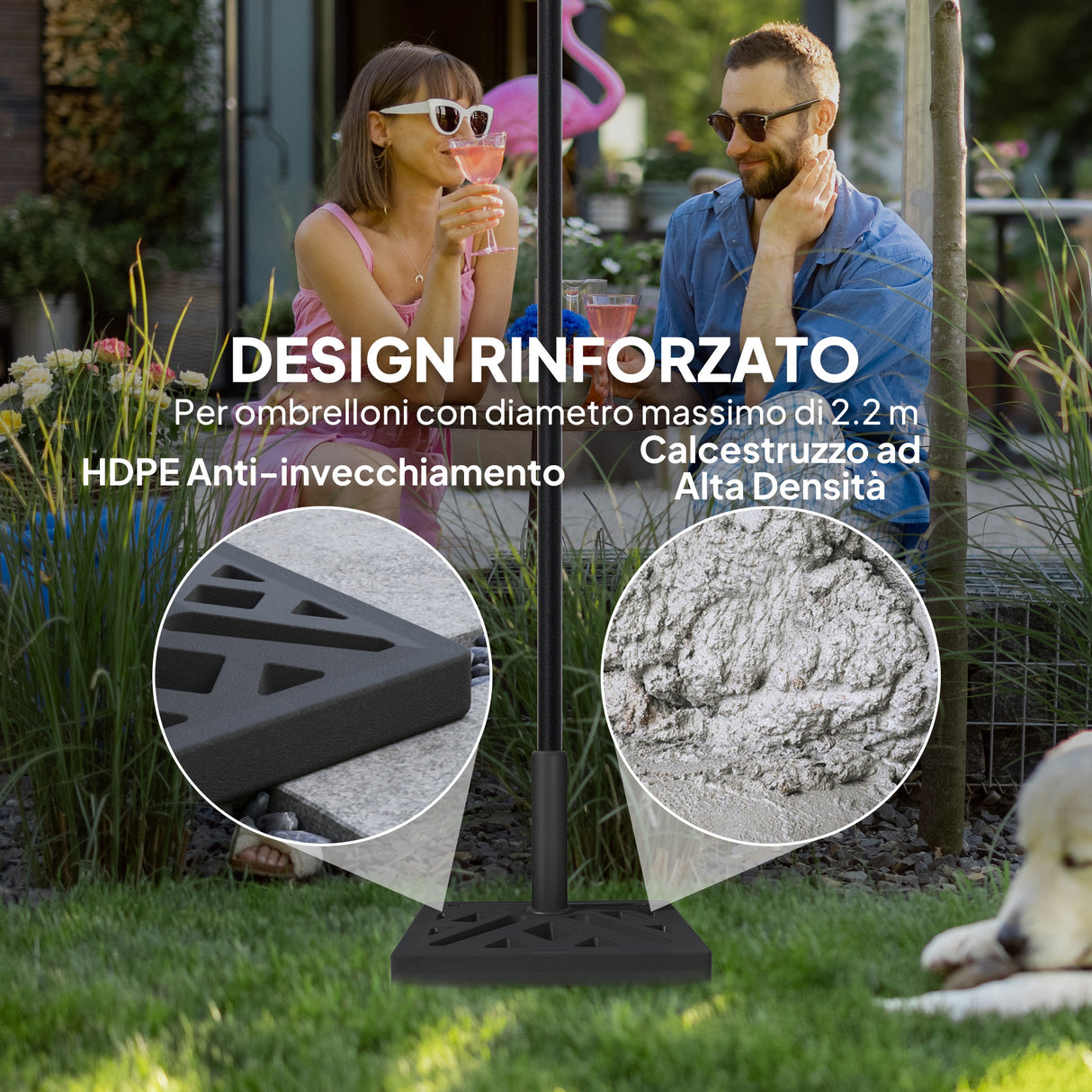 easycomfort easycomfort base per ombrellone da 15kg quadrata per ombrelloni max 2 2 m e pali da 323848 mm nero