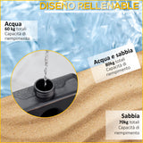 easycomfort easycomfort base per ombrellone da 4 pezzi riempibili con acqua o sabbia e ganci di connessione nero