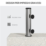 easycomfort easycomfort base per ombrellone da giardino 25kg per pali da 32mm 38mm e 48mm in granito e acciaio inox 45x22 5x40 cm grigia