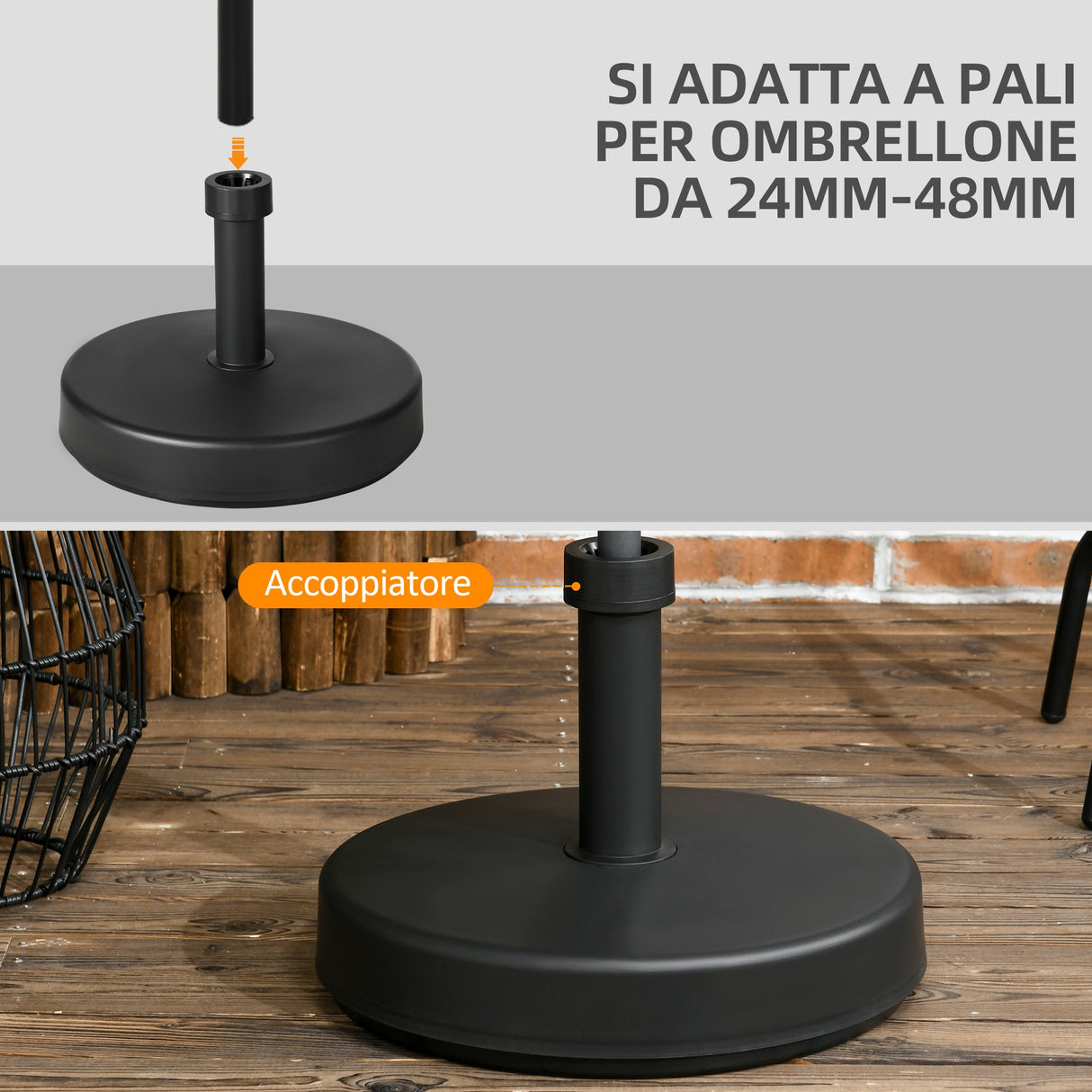 easycomfort easycomfort base per ombrellone da giardino in plastica pp max 18kg di peso 45x33 cm nero