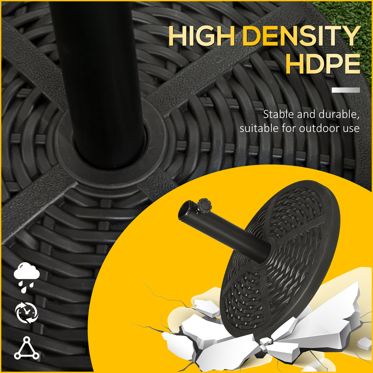 easycomfort easycomfort base per ombrellone da giardino rotonda effetto rattan 45cm peso da 9 5kg nero