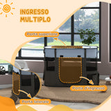easycomfort easycomfort box per animali con 7 finestre 3 porte e 2 borse portaoggetti in poliestere e acciaio 84x64x53 cm