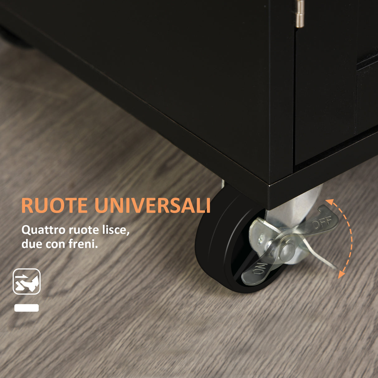 easycomfort easycomfort carrello da cucina con cassetto e armadietto 2 ante ruote e barra laterale 83x45x91 5cm nero
