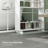 easycomfort easycomfort carrello da cucina e bagno salvaspazio a 3 livelli con barre laterali e ruote con freni bianco