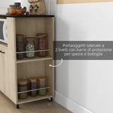 easycomfort easycomfort carrello da cucina in truciolato con ripiano aperto armadietto a 2 ante e scaffale laterale 75x40x80 5 cm