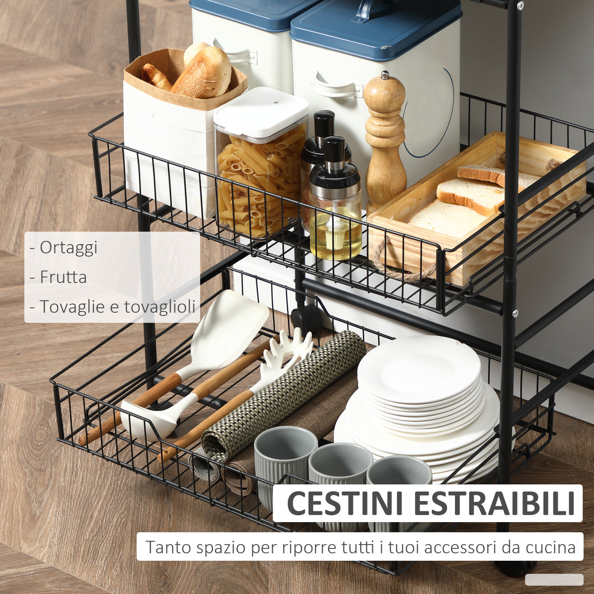 immagine-5-easycomfort-easycomfort-carrello-da-cucina-portavivande-stile-industriale-con-4-ruote-2-cestini-e-4-ganci-60x38x85-5cm-marronenero