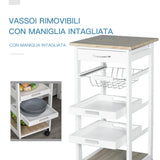 easycomfort easycomfort carrello da cucina salvaspazio in legno di pino e mdf carrello portaoggetti con cassetto cestello 2 vassoi e 4 ruote universale 37x37x82cm bianco ean 8054111844161