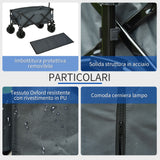 easycomfort easycomfort carrello da giardino carico max 70kg con maniglia telescopica in metallo e tessuto oxford 108x55 cm grigio